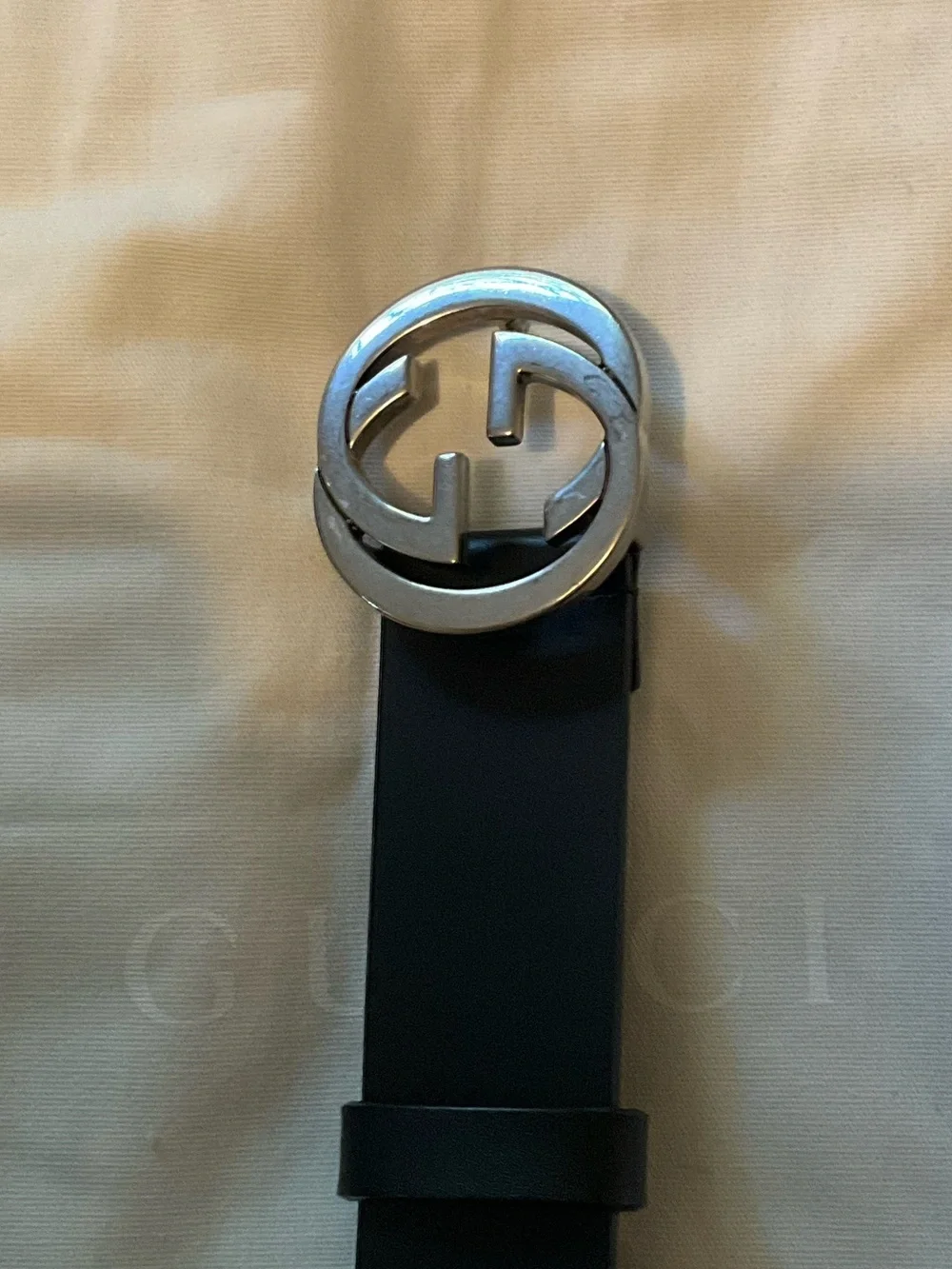 Gucci Black Leather Belt with Silver Double G Buckle IT 46